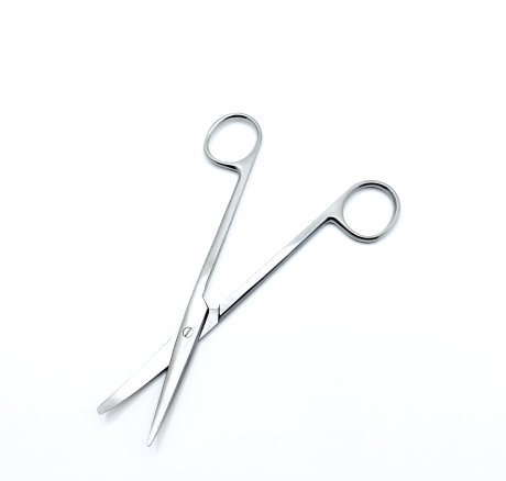 Ножиці по Metzenbaum, анатомічні, для розтину м'яких тканин, зігнуті, з одним гострим кінцем. Довжина 14,5 см